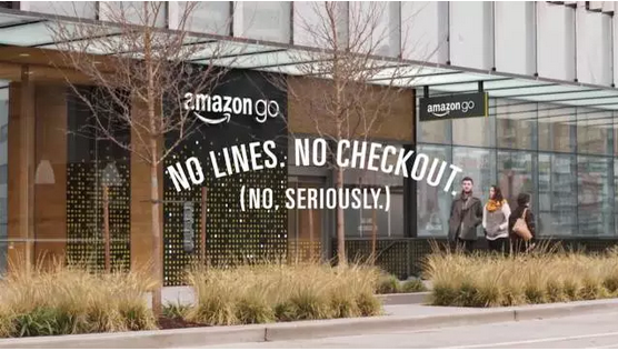 "NO LINES.NO CHECKOUT.JUST WALK OUT." （無需排隊(duì)，無需結(jié)賬，拿了就走）