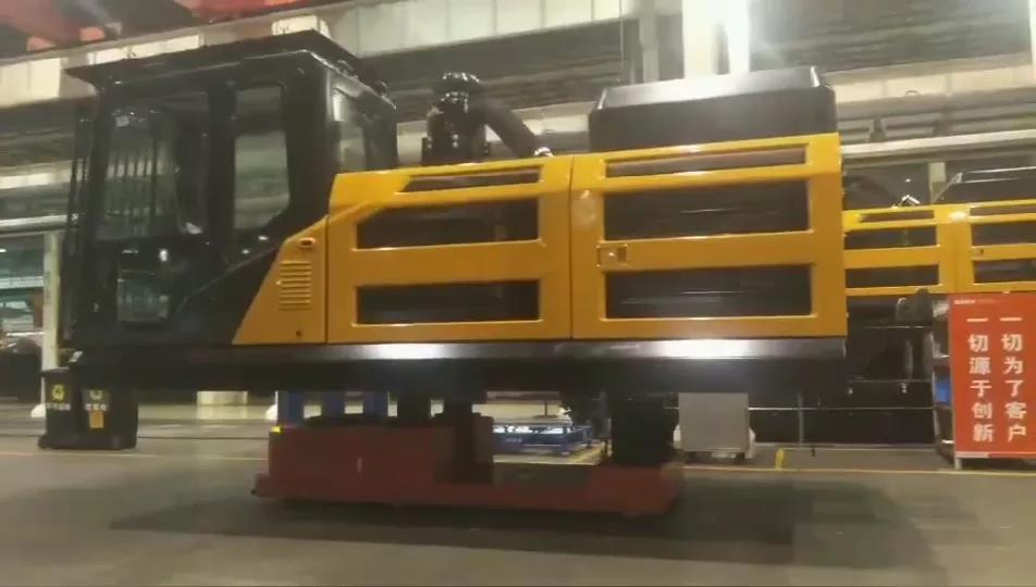 25臺重載AGV——國自助力某大型挖掘機工廠打造柔性產線！