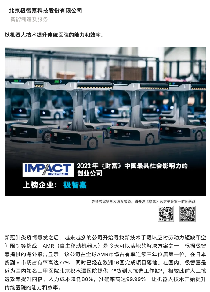 極智嘉榮膺《財富》最具社會影響力的創業公司